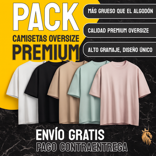 Pack de 5 Camisetas Oversize Premium