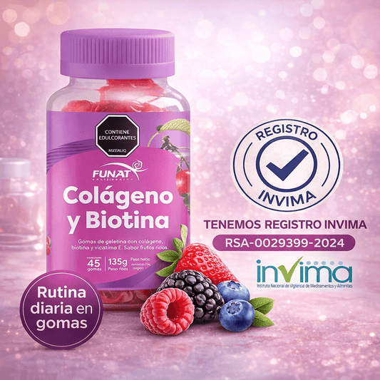 Gomitas de Colágeno y Biotina Aprobadas por INVIMA - Apoya el cuidado de la piel, cabello y uñas