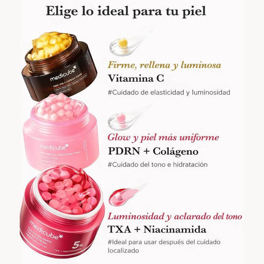 Medicube Combo Cápsulas Glow 3 en 1 - Luminosidad · Hidratación · Tono uniforme
