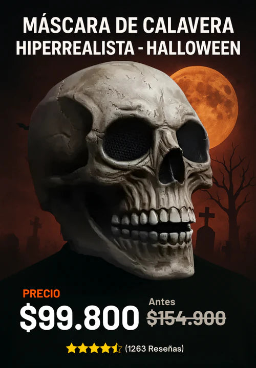 Máscara Calavera Hiperrealista – Horror en tu mirada