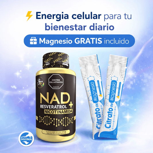 Combo NAD+ Resveratrol + Nicotinamida x100 und + Citrato de Magnesio GRATIS